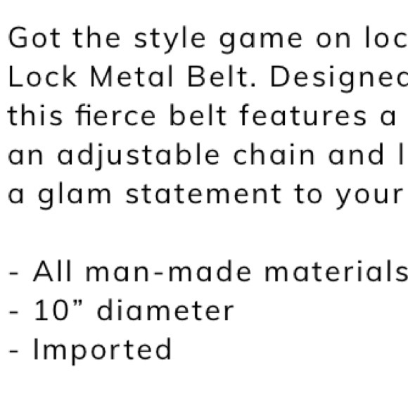 NWT Lock Metal Belt - Picture 5 of 6